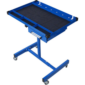 English Elm Adjustable Steel Rolling Worktable with Drawer and Swivel Casters for Garage Shops Blue W465P190257