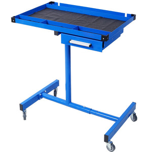 English Elm Adjustable Steel Rolling Worktable with Drawer and Swivel Casters for Garage Shops Blue W465P190257