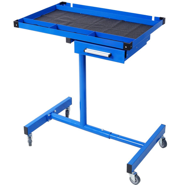 English Elm Adjustable Steel Rolling Worktable with Drawer and Swivel Casters for Garage Shops Blue W465P190257
