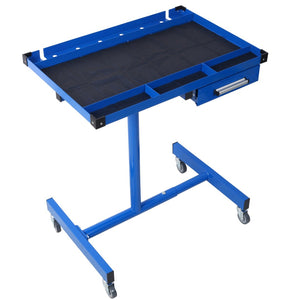 English Elm Adjustable Steel Rolling Worktable with Drawer and Swivel Casters for Garage Shops Blue W465P190257