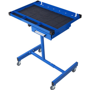 English Elm Adjustable Steel Rolling Worktable with Drawer and Swivel Casters for Garage Shops Blue W465P190257
