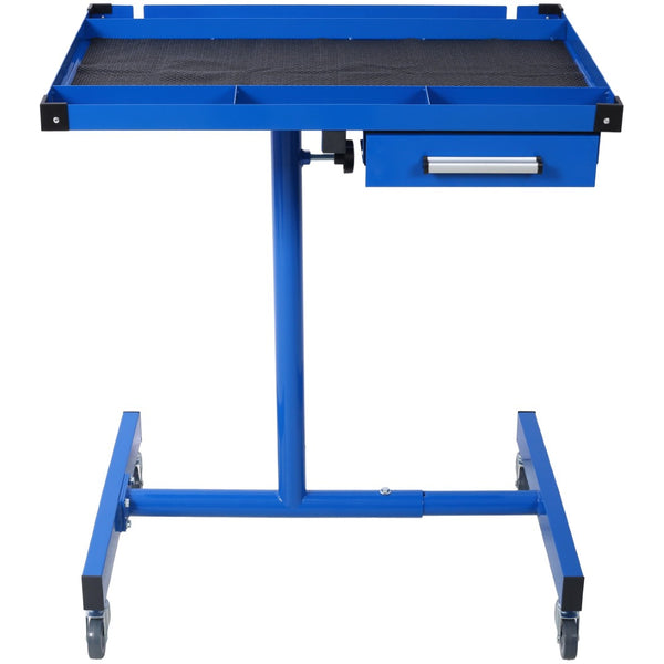 English Elm Adjustable Steel Rolling Worktable with Drawer and Swivel Casters for Garage Shops Blue W465P190257
