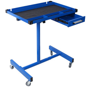 English Elm Adjustable Steel Rolling Worktable with Drawer and Swivel Casters for Garage Shops Blue W465P190257