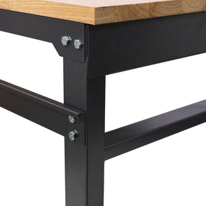 English Elm Workbench Rolling Garage Workshop with Rubberwood Top and Adjustable Steel Frame W465P190957