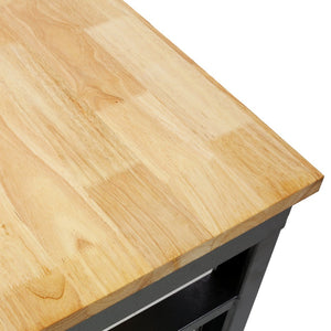English Elm Workbench Rolling Garage Workshop with Rubberwood Top and Adjustable Steel Frame W465P190957