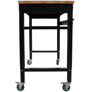 English Elm Workbench 48 Inch Rolling Butcher Block Top Steel Garage Workshop with Locking Casters W465P191424