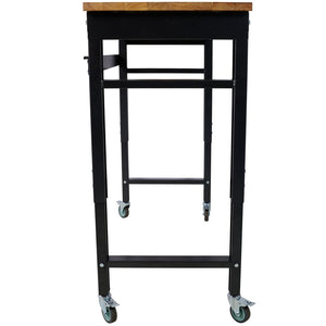 English Elm Workbench 48 Inch Rolling Butcher Block Top Steel Garage Workshop with Locking Casters W465P191424