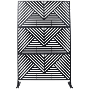 English Elm Outdoor Freestanding Metal Privacy Screen Geometric Cutout Panel for Patio or Garden Black PS101 W465P193157