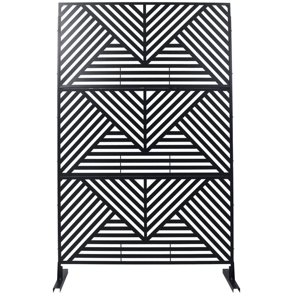 English Elm Outdoor Freestanding Metal Privacy Screen Geometric Cutout Panel for Patio or Garden Black PS101 W465P193157