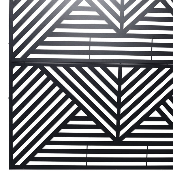 English Elm Outdoor Freestanding Metal Privacy Screen Geometric Cutout Panel for Patio or Garden Black PS101 W465P193157