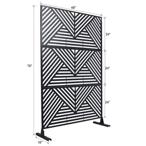English Elm Outdoor Freestanding Metal Privacy Screen Geometric Cutout Panel for Patio or Garden Black PS101 W465P193157