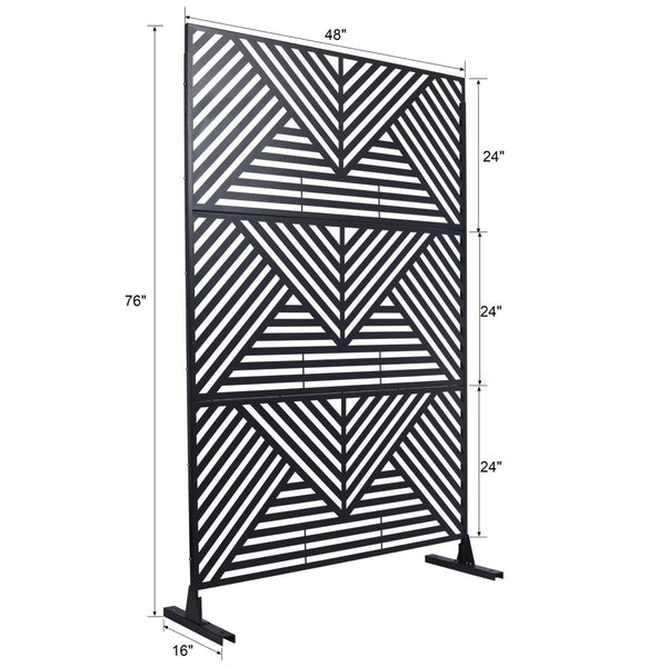 English Elm Outdoor Freestanding Metal Privacy Screen Geometric Cutout Panel for Patio or Garden Black PS101 W465P193157