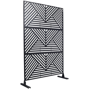 English Elm Outdoor Freestanding Metal Privacy Screen Geometric Cutout Panel for Patio or Garden Black PS101 W465P193157