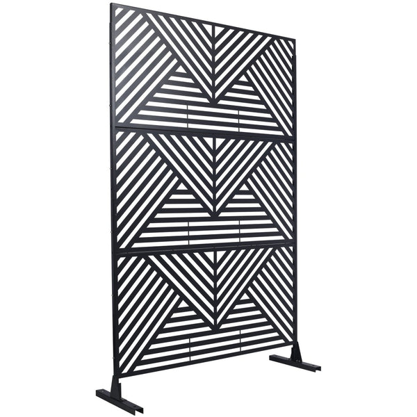 English Elm Outdoor Freestanding Metal Privacy Screen Geometric Cutout Panel for Patio or Garden Black PS101 W465P193157