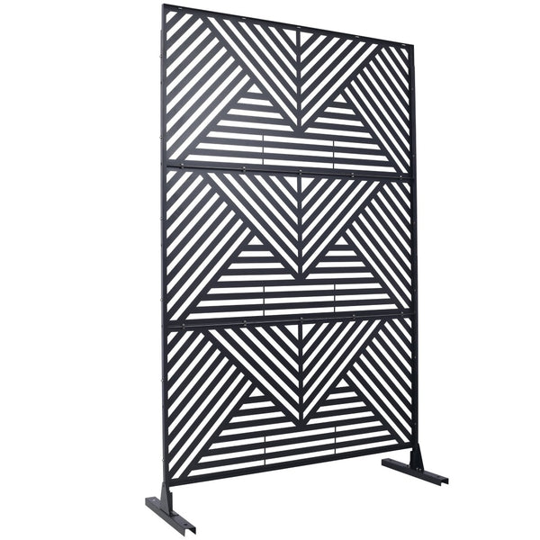 English Elm Outdoor Freestanding Metal Privacy Screen Geometric Cutout Panel for Patio or Garden Black PS101 W465P193157