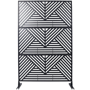 English Elm Outdoor Freestanding Metal Privacy Screen Geometric Cutout Panel for Patio or Garden Black PS101 W465P193157
