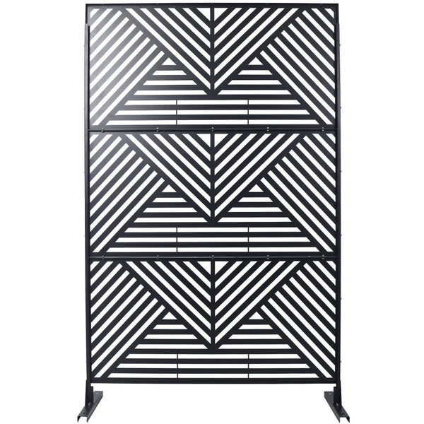 English Elm Outdoor Freestanding Metal Privacy Screen Geometric Cutout Panel for Patio or Garden Black PS101 W465P193157
