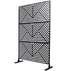 English Elm Outdoor Freestanding Metal Privacy Screen Geometric Cutout Panel for Patio or Garden Black PS101 W465P193157