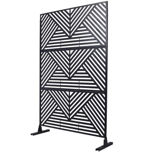English Elm Outdoor Freestanding Metal Privacy Screen Geometric Cutout Panel for Patio or Garden Black PS101 W465P193157