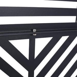English Elm Outdoor Freestanding Metal Privacy Screen Geometric Cutout Panel for Patio or Garden Black PS101 W465P193157