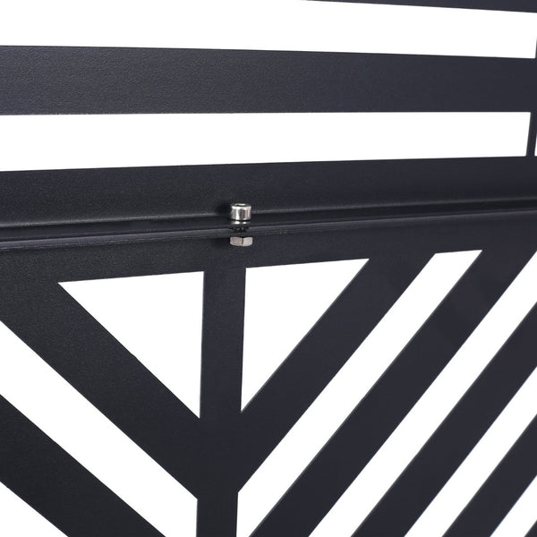English Elm Outdoor Freestanding Metal Privacy Screen Geometric Cutout Panel for Patio or Garden Black PS101 W465P193157