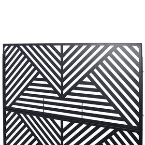English Elm Outdoor Freestanding Metal Privacy Screen Geometric Cutout Panel for Patio or Garden Black PS101 W465P193157