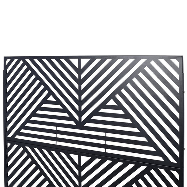 English Elm Outdoor Freestanding Metal Privacy Screen Geometric Cutout Panel for Patio or Garden Black PS101 W465P193157