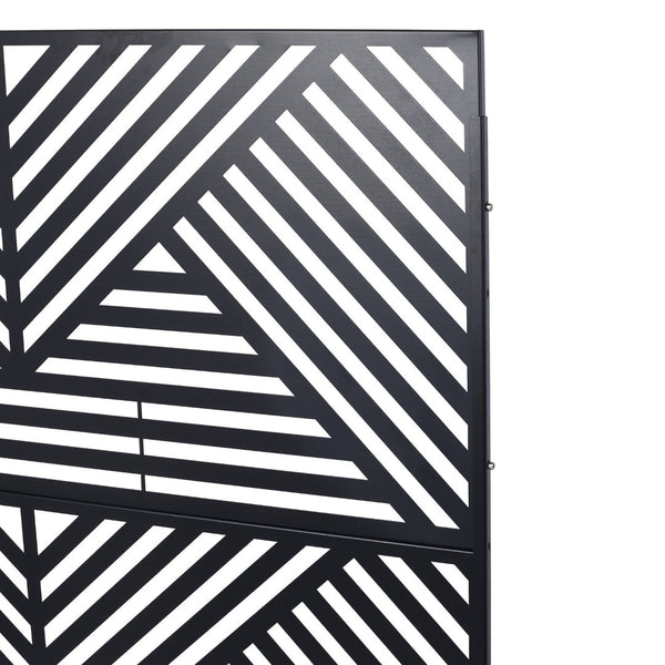 English Elm Outdoor Freestanding Metal Privacy Screen Geometric Cutout Panel for Patio or Garden Black PS101 W465P193157