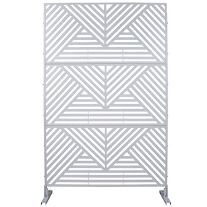 English Elm Outdoor Freestanding Metal Privacy Screen Geometric Cutout Panel for Patio or Garden White PS101 W465P193161