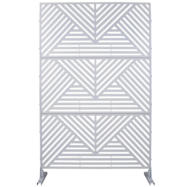 English Elm Outdoor Freestanding Metal Privacy Screen Geometric Cutout Panel for Patio or Garden White PS101 W465P193161