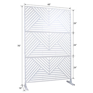 English Elm Outdoor Freestanding Metal Privacy Screen Geometric Cutout Panel for Patio or Garden White PS101 W465P193161