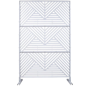 English Elm Outdoor Freestanding Metal Privacy Screen Geometric Cutout Panel for Patio or Garden White PS101 W465P193161