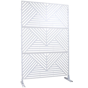 English Elm Outdoor Freestanding Metal Privacy Screen Geometric Cutout Panel for Patio or Garden White PS101 W465P193161