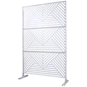 English Elm Outdoor Freestanding Metal Privacy Screen Geometric Cutout Panel for Patio or Garden White PS101 W465P193161