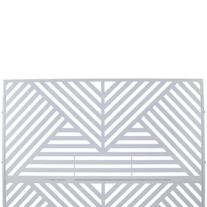 English Elm Outdoor Freestanding Metal Privacy Screen Geometric Cutout Panel for Patio or Garden White PS101 W465P193161