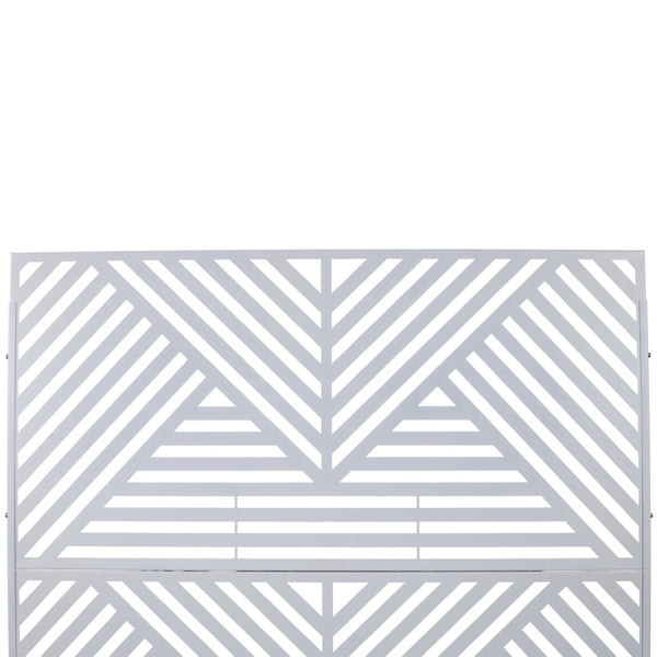 English Elm Outdoor Freestanding Metal Privacy Screen Geometric Cutout Panel for Patio or Garden White PS101 W465P193161
