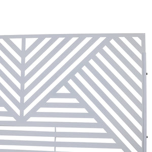 English Elm Outdoor Freestanding Metal Privacy Screen Geometric Cutout Panel for Patio or Garden White PS101 W465P193161