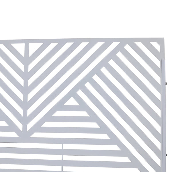 English Elm Outdoor Freestanding Metal Privacy Screen Geometric Cutout Panel for Patio or Garden White PS101 W465P193161