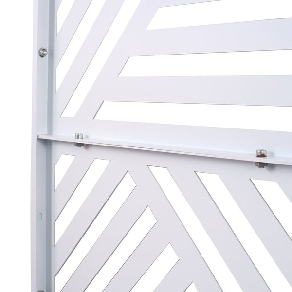 English Elm Outdoor Freestanding Metal Privacy Screen Geometric Cutout Panel for Patio or Garden White PS101 W465P193161