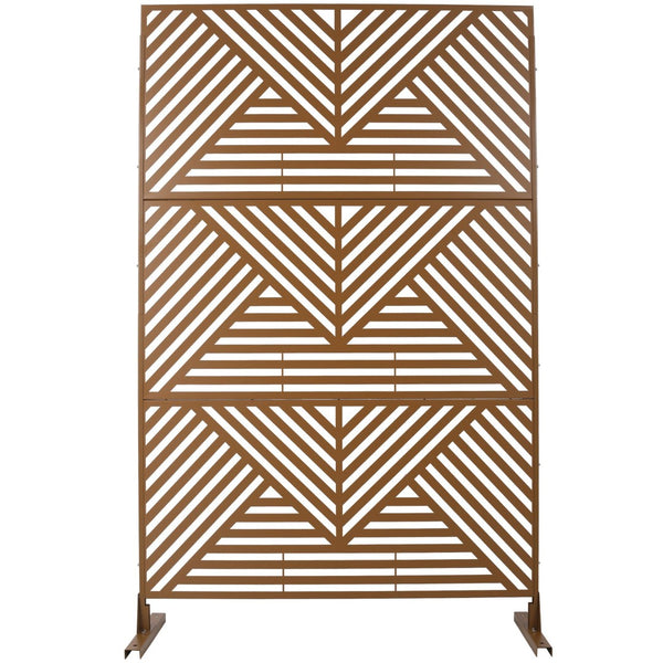 English Elm Outdoor Freestanding Metal Privacy Screen Geometric Cutout Panel for Patio or Garden Brown PS101 W465P193162
