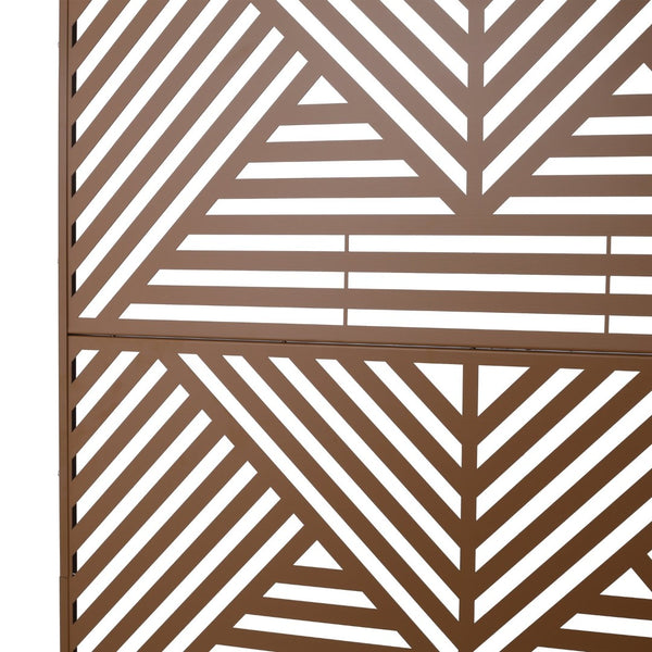English Elm Outdoor Freestanding Metal Privacy Screen Geometric Cutout Panel for Patio or Garden Brown PS101 W465P193162