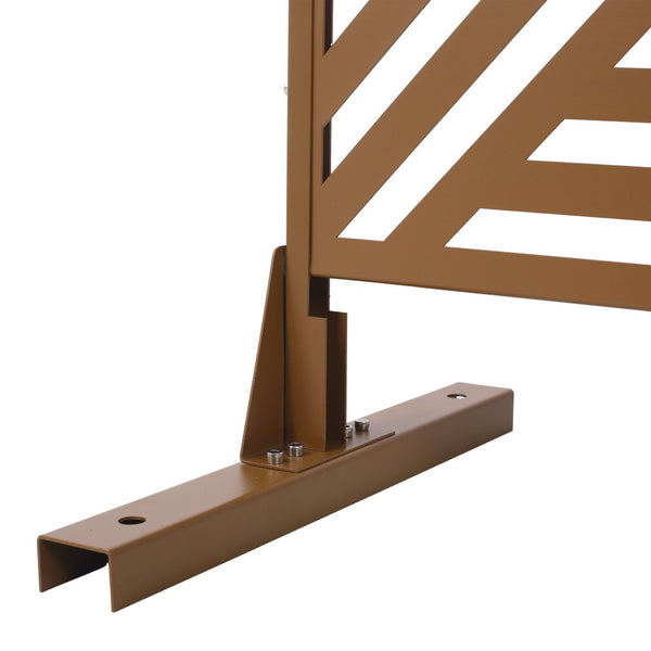 English Elm Outdoor Freestanding Metal Privacy Screen Geometric Cutout Panel for Patio or Garden Brown PS101 W465P193162