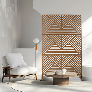 English Elm Outdoor Freestanding Metal Privacy Screen Geometric Cutout Panel for Patio or Garden Brown PS101 W465P193162