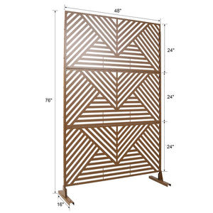 English Elm Outdoor Freestanding Metal Privacy Screen Geometric Cutout Panel for Patio or Garden Brown PS101 W465P193162