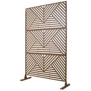 English Elm Outdoor Freestanding Metal Privacy Screen Geometric Cutout Panel for Patio or Garden Brown PS101 W465P193162
