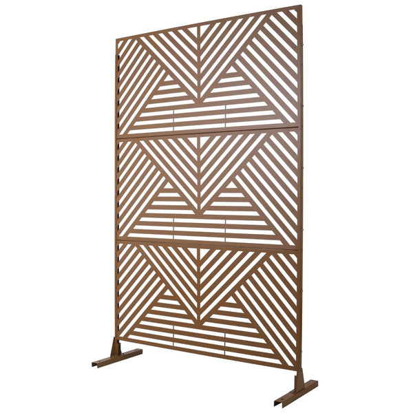 English Elm Outdoor Freestanding Metal Privacy Screen Geometric Cutout Panel for Patio or Garden Brown PS101 W465P193162