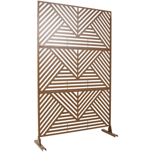 English Elm Outdoor Freestanding Metal Privacy Screen Geometric Cutout Panel for Patio or Garden Brown PS101 W465P193162