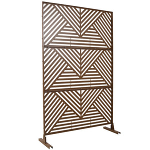 English Elm Outdoor Freestanding Metal Privacy Screen Geometric Cutout Panel for Patio or Garden Brown PS101 W465P193162