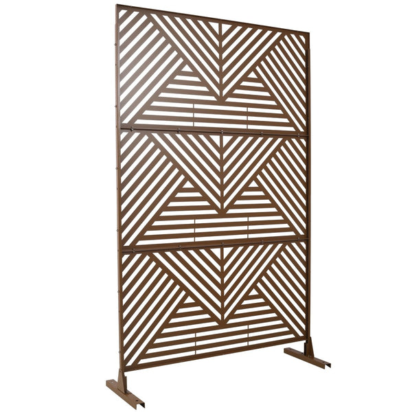 English Elm Outdoor Freestanding Metal Privacy Screen Geometric Cutout Panel for Patio or Garden Brown PS101 W465P193162