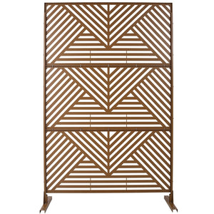 English Elm Outdoor Freestanding Metal Privacy Screen Geometric Cutout Panel for Patio or Garden Brown PS101 W465P193162